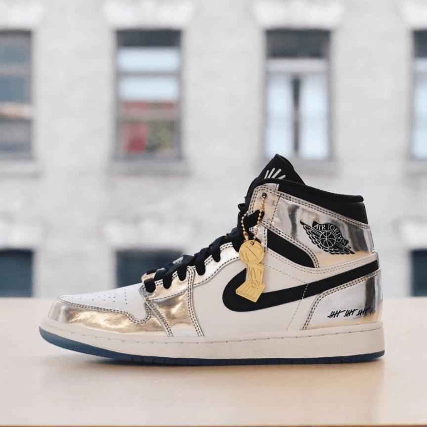 Custom Air Jordan 1 Silver Sneakers SneakerNational