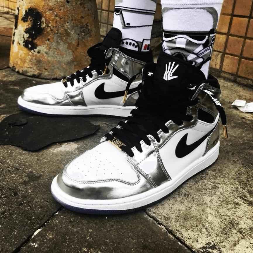 Custom Air Jordan 1 Silver Sneakers SneakerNational