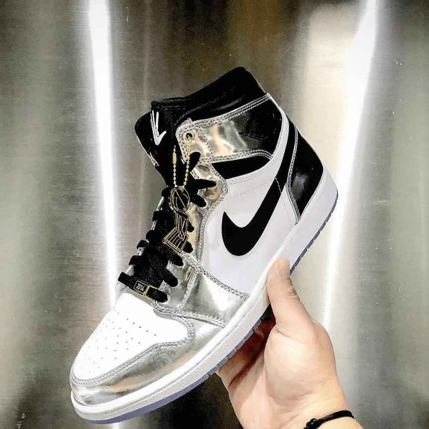 Custom Air Jordan 1 Silver Sneakers SneakerNational