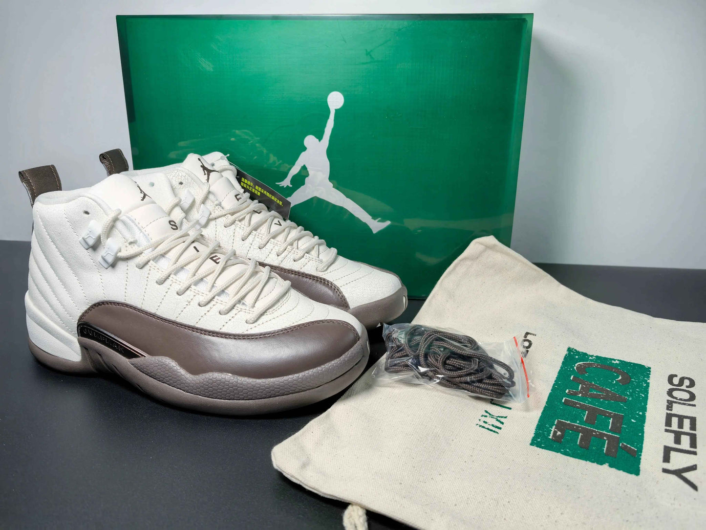 Custom Air Jordan 12 Sole Fly Cafe FZ5026-100 SneakerNational