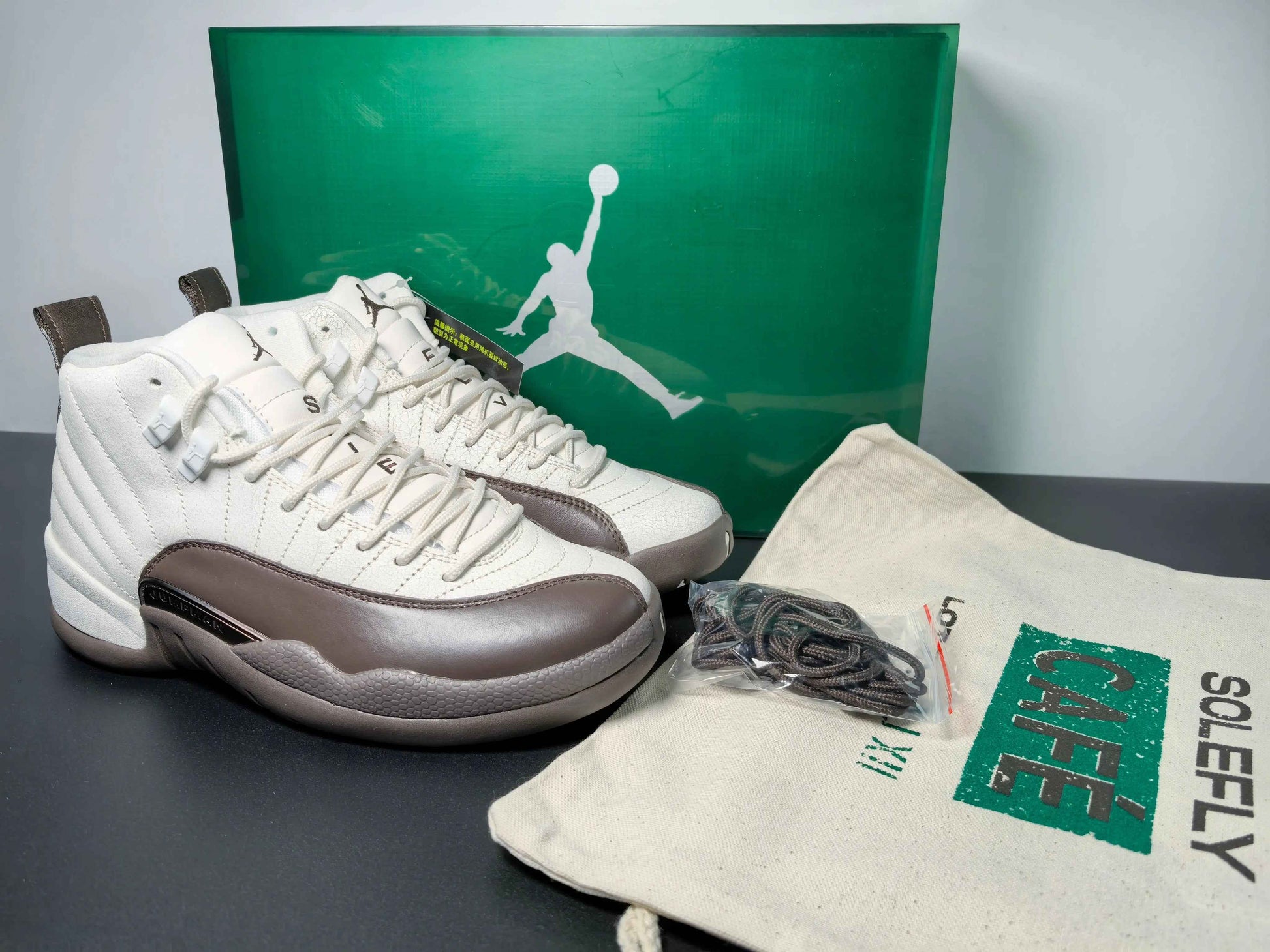 Custom Air Jordan 12 Sole Fly Cafe FZ5026-100 SneakerNational