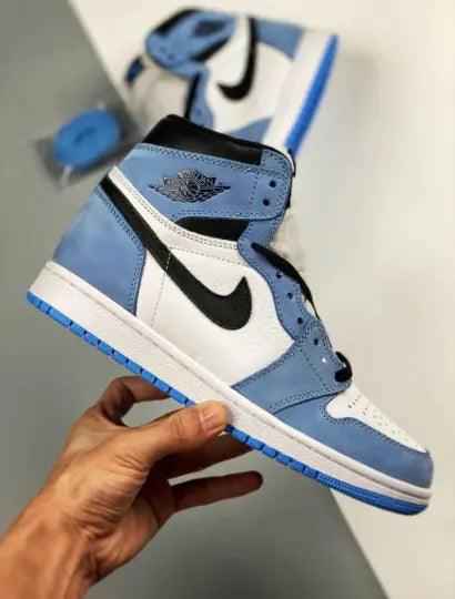 Custom Blue Black White Jordan 1 High Q SneakerNational