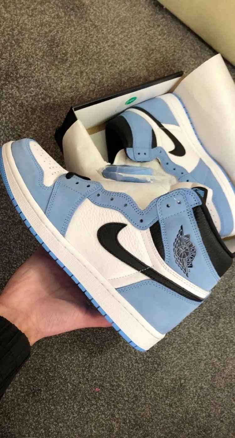 Custom Blue Black White Jordan 1 High Q SneakerNational