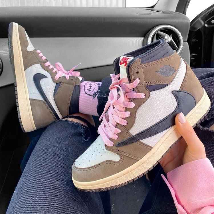 Custom Brown T-Scott x Fragment x Air Jordan 1 High Q ( Customs And Box ), Jordan 1 Sneakers Active CACTUS JACK SneakerNational