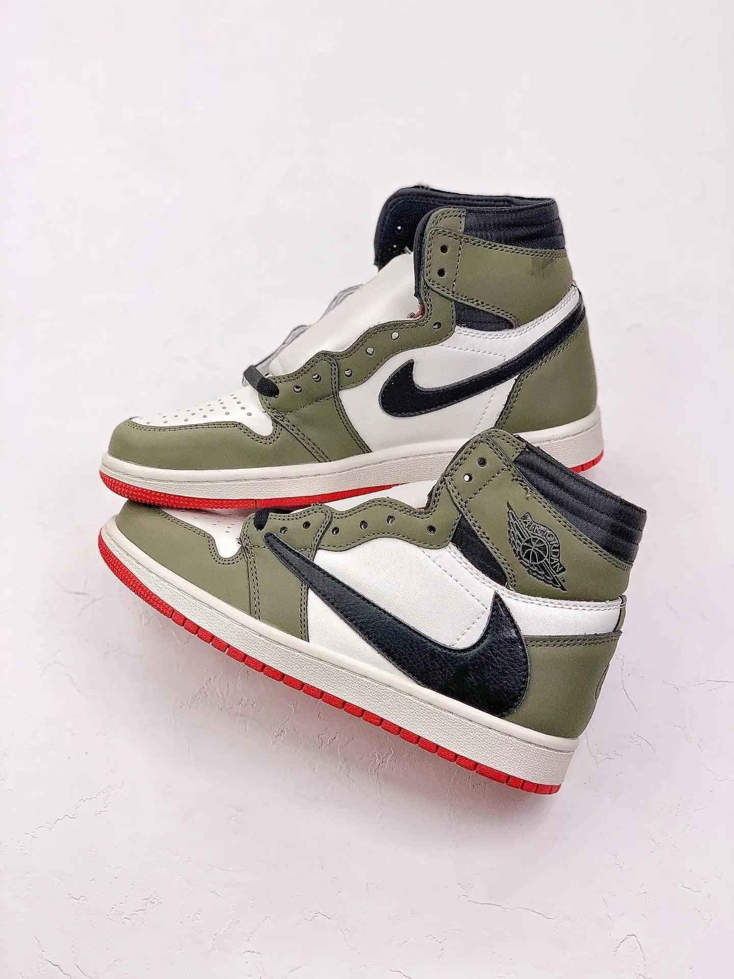 Custom GREEN T-Scott Fragment x Air Jordan 1 High Q Sneakers - Cactus Jack Style with Custom Box SneakerNational