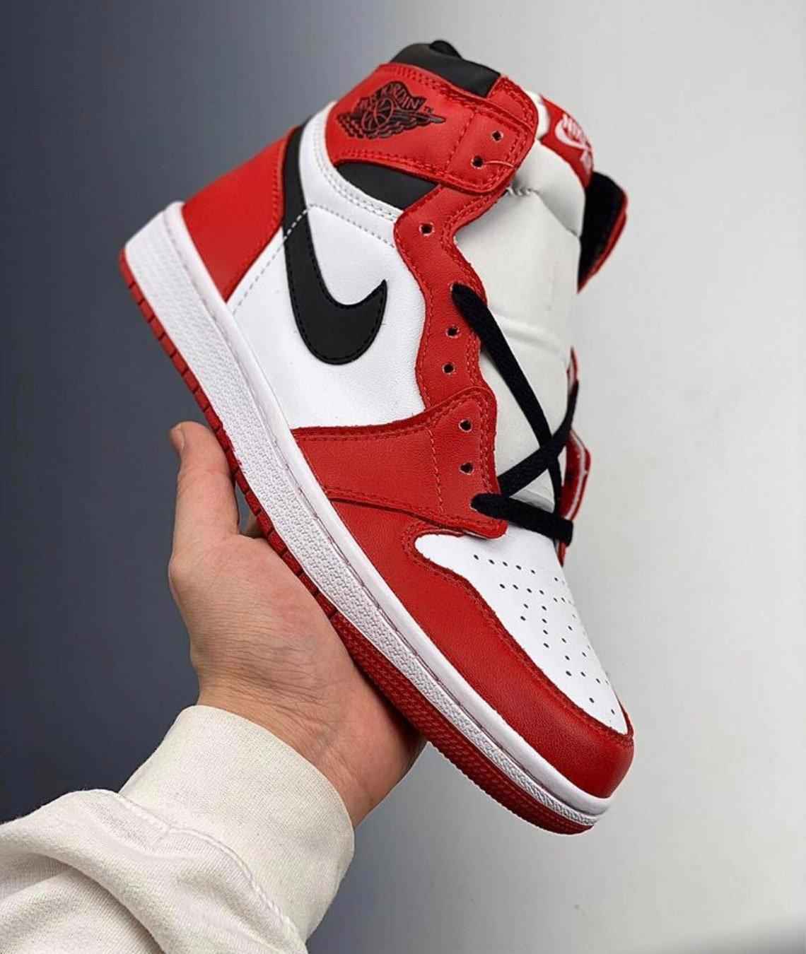 Custom RED Black White Jordan 1 CHICAGO High Q SneakerNational