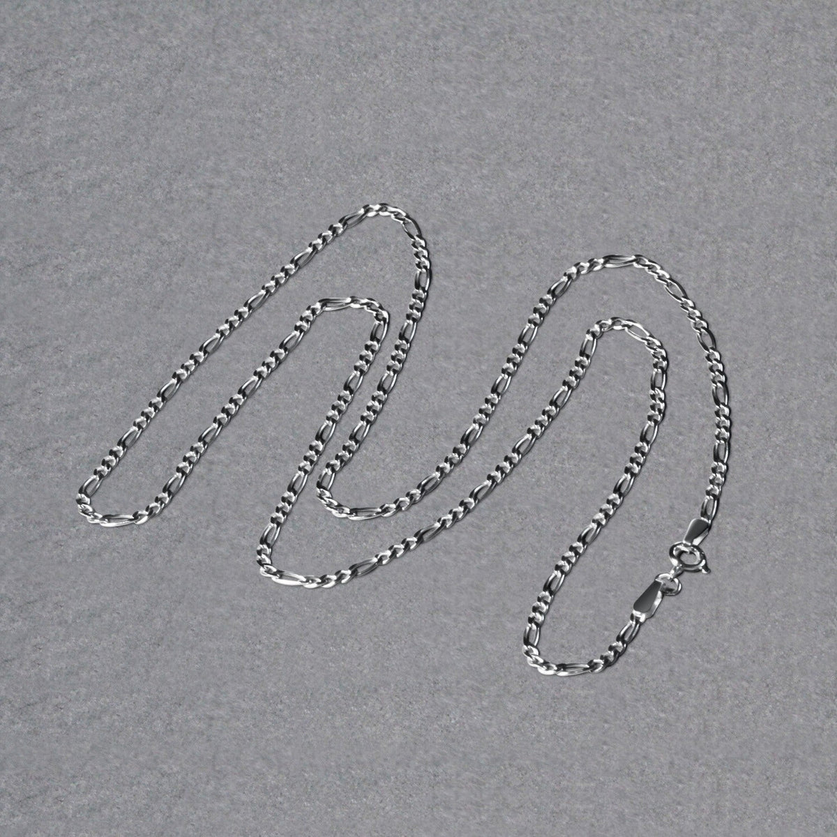 14k White Gold Solid Figaro Chain (1.90 mm)