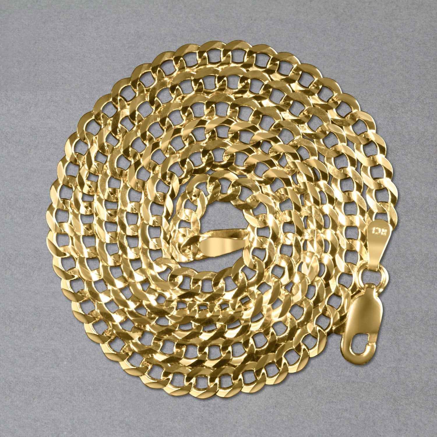 14k Yellow Gold Solid Curb Chain (3.60 mm)