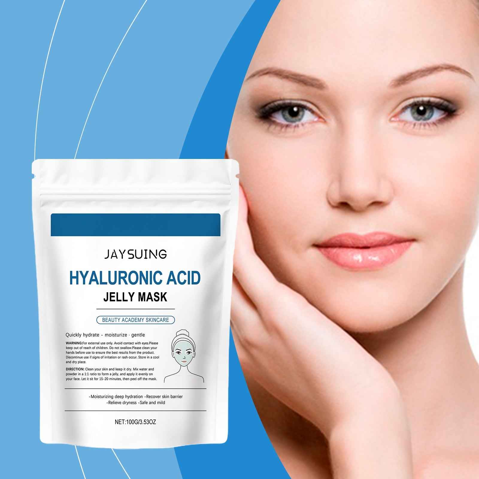 Jaysuing Hyaluronic Acid Moisturizing Mask, Gently Hydrates And Moisturizes Tender, Smooth And Delicate Skin
