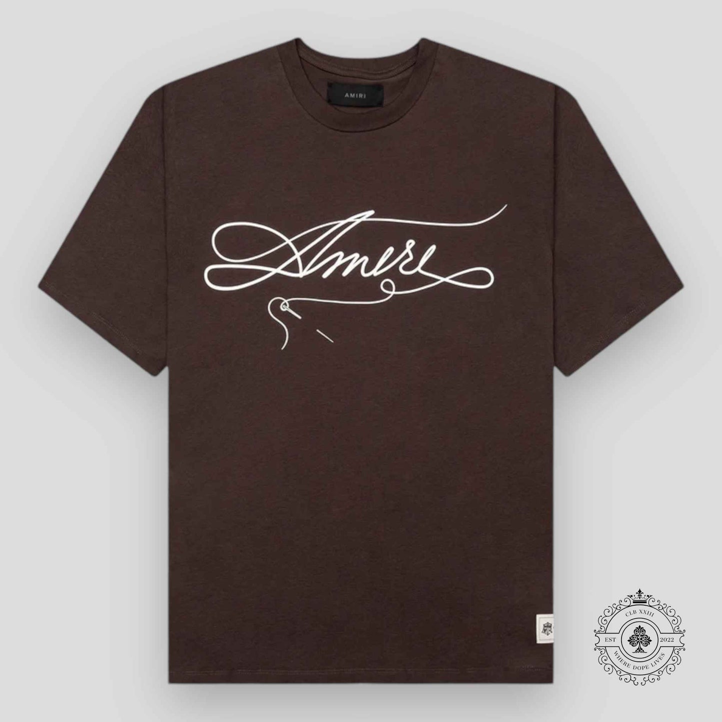 Amiri Stitch Tee in Shaved Chocolate