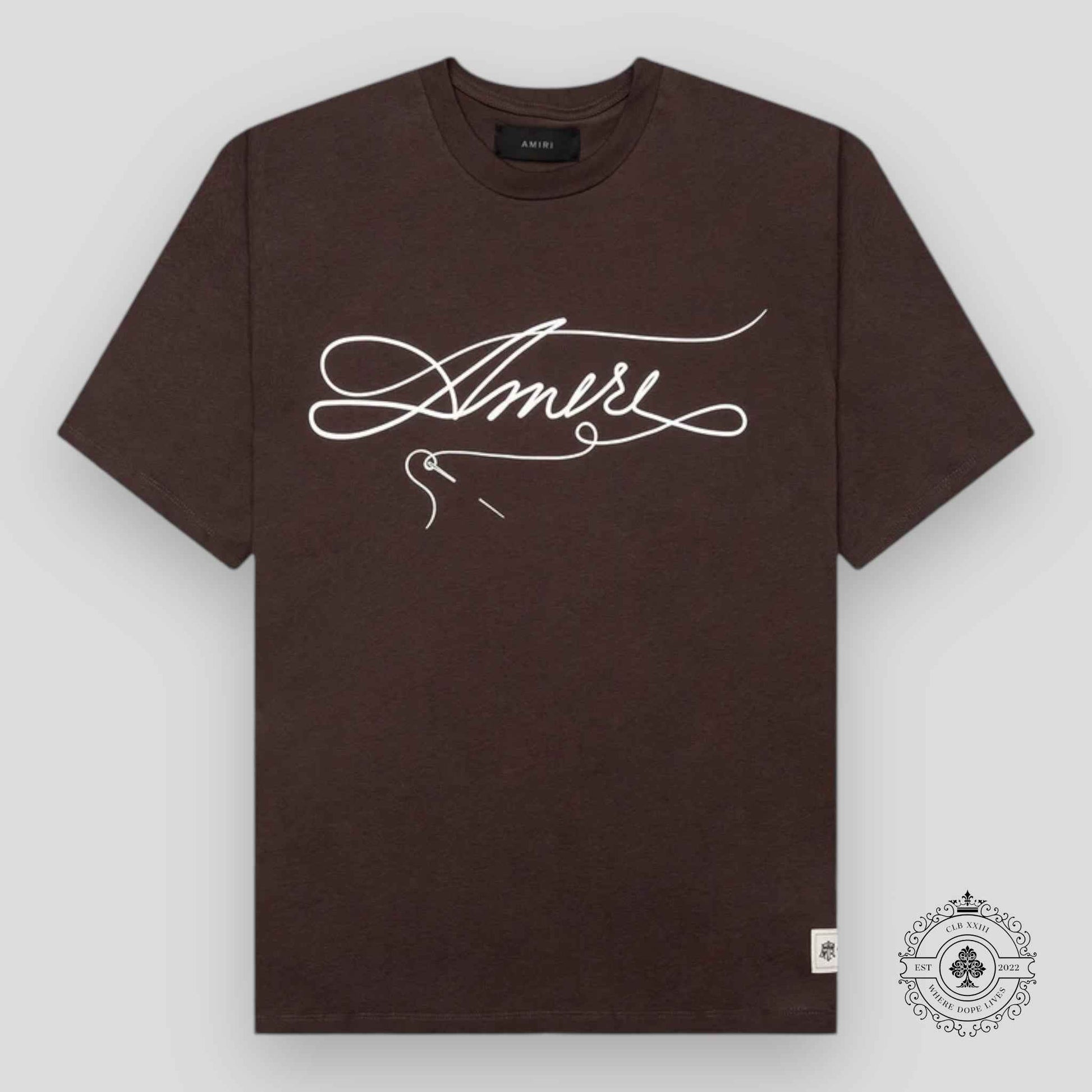 Amiri Stitch Tee in Shaved Chocolate