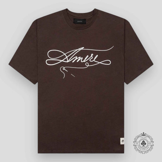 Amiri Stitch Tee in Shaved Chocolate