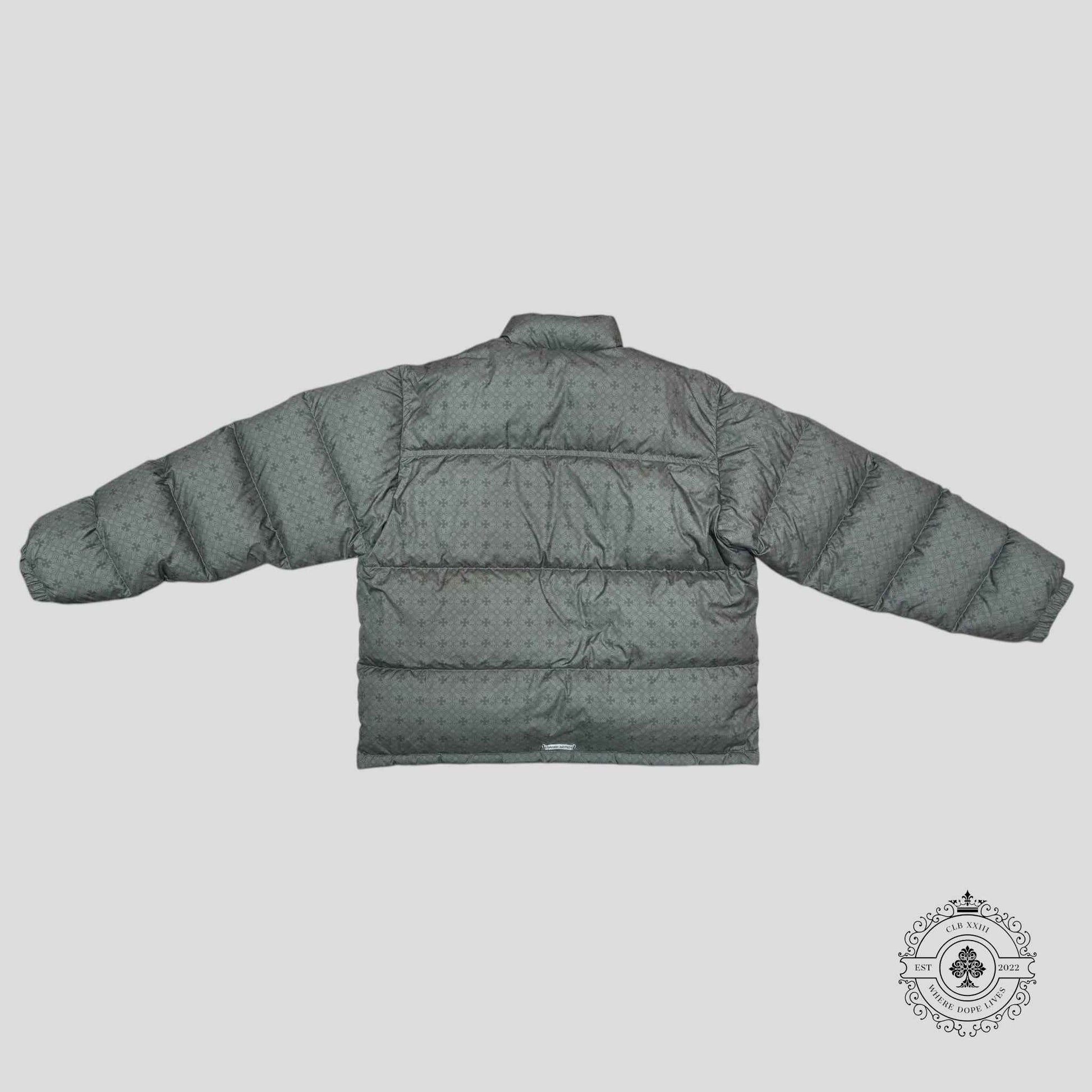 Chrome Heart Plus Pattern Puffer Jacket in Olive Green