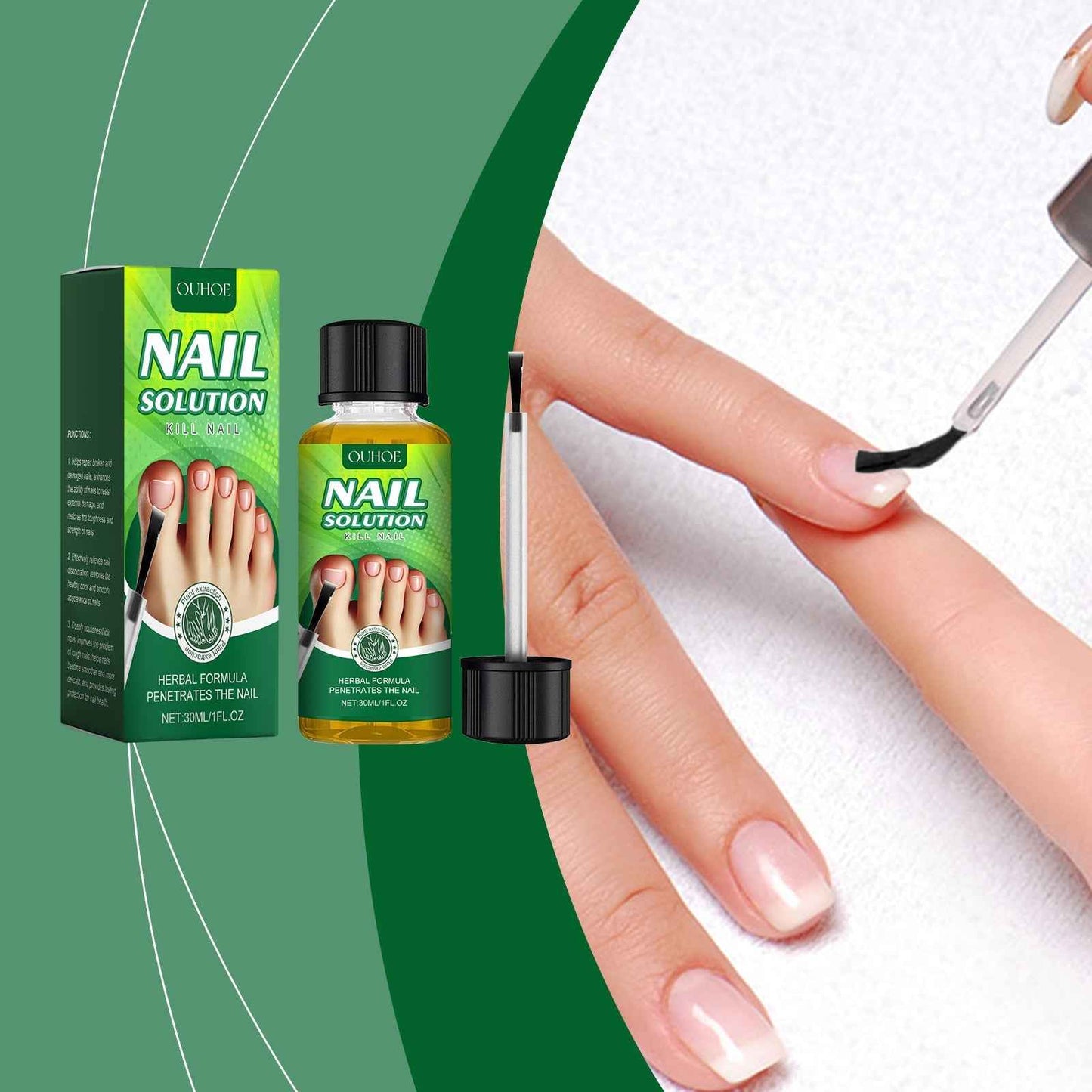 OUHOE Nail Care Solution, Gentle Repair, Clean, Nourish, Shine And Relieve Uncomfortable Nail Care Solution