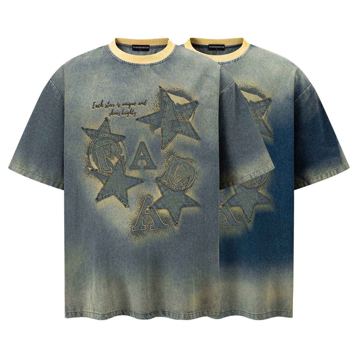 Star letters make old short sleeves