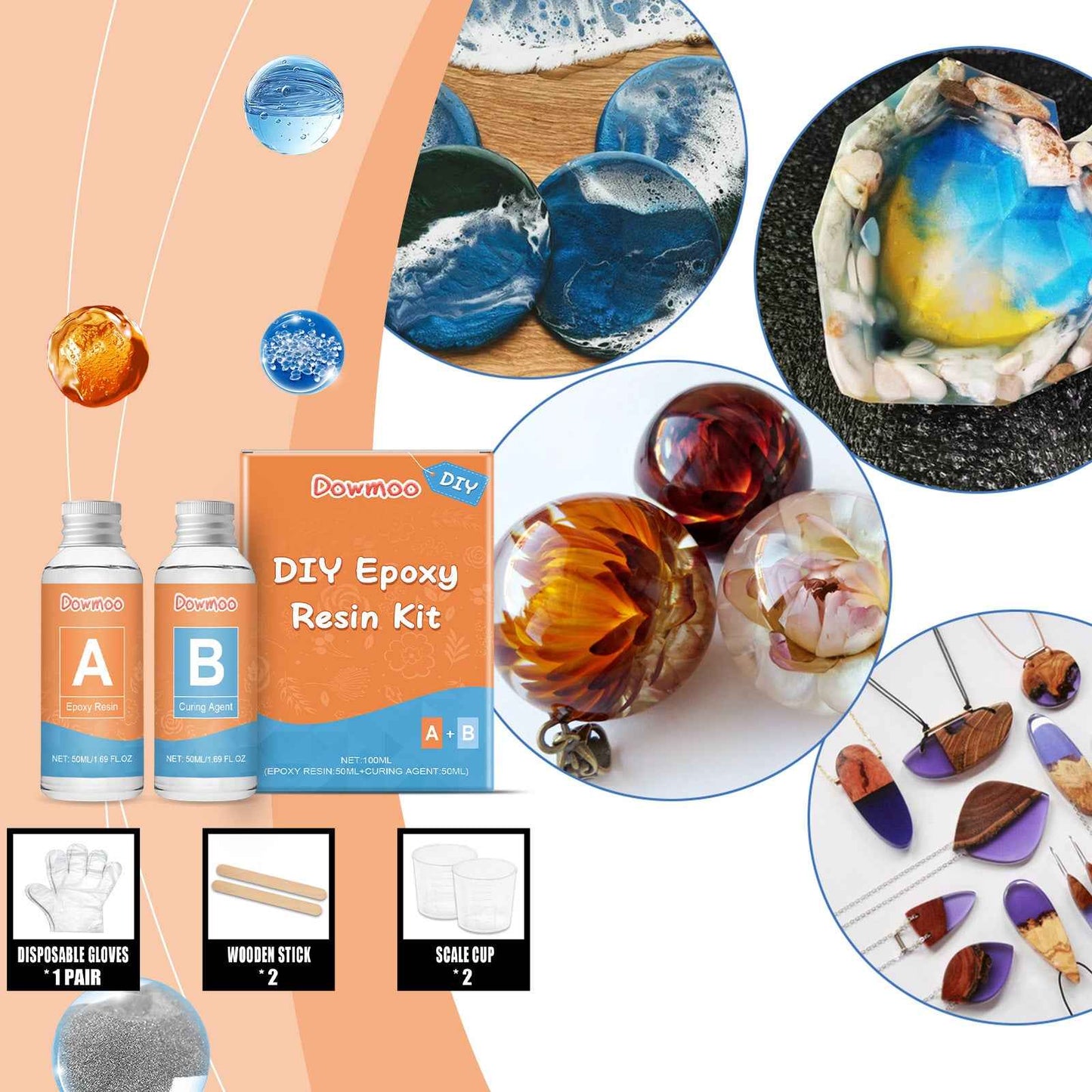 Dowmoo Clear Epoxy Set Curing Adhesive Clear Quick Drying Adhesive Jewelry Making Craft Art