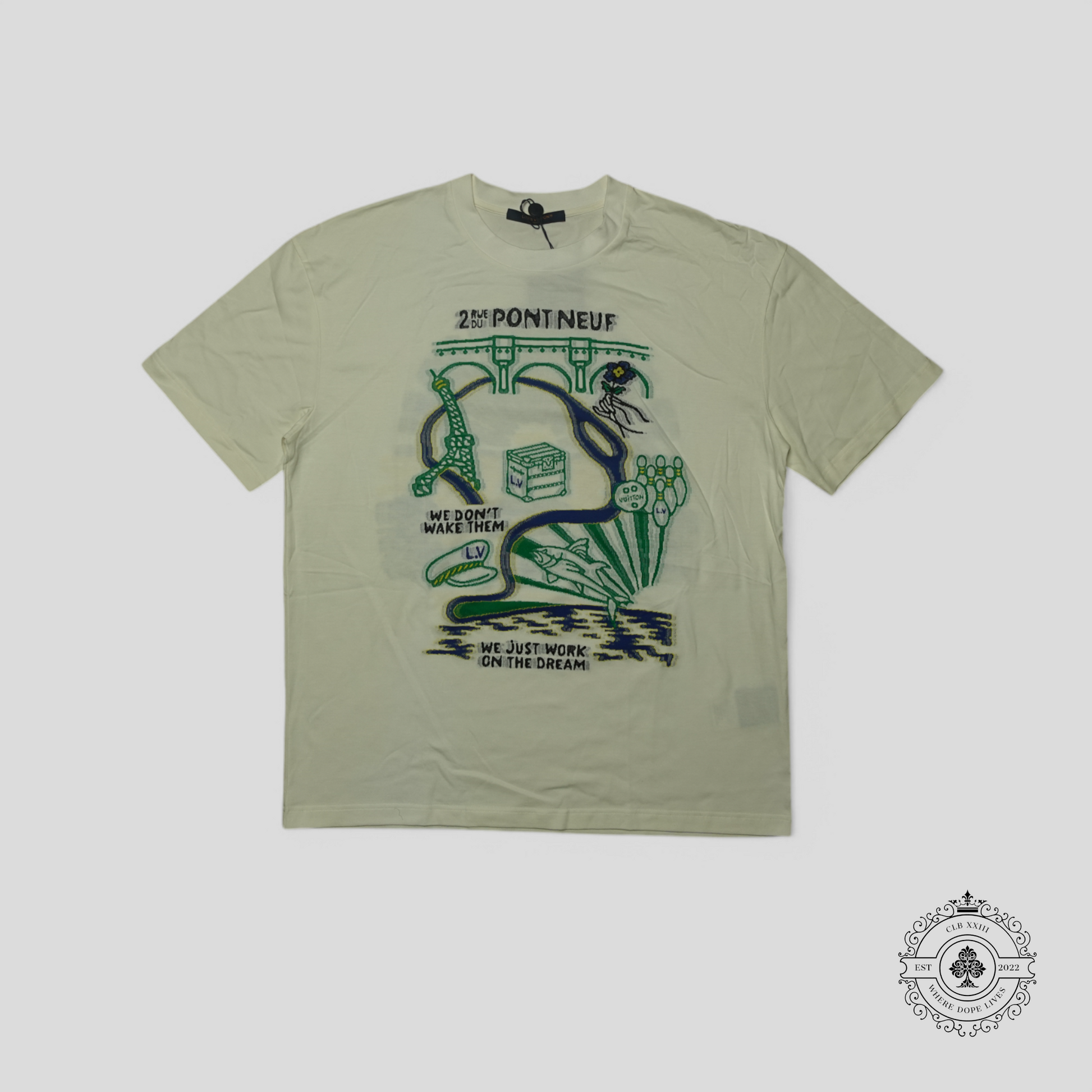 Louis Vuitton Pont Neuf Intarsia T-Shirt in White/Green/Blue