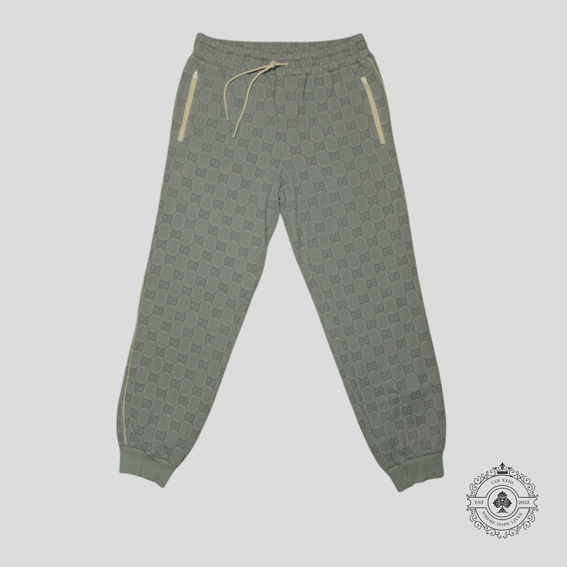 Gucci Tonal Jacquard Track Pants in Light Grey
