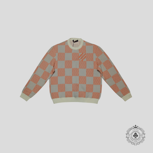 Louis Vuitton Light Damier Tramato Jacquard Pullover in Orange