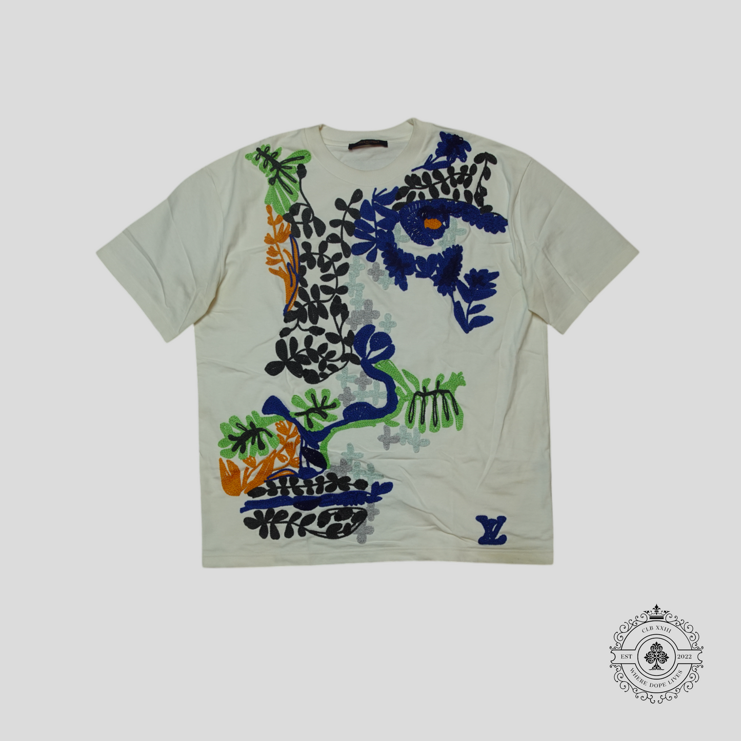 Louis Vuitton Embroidered Floral Portrait T-Shirt in White