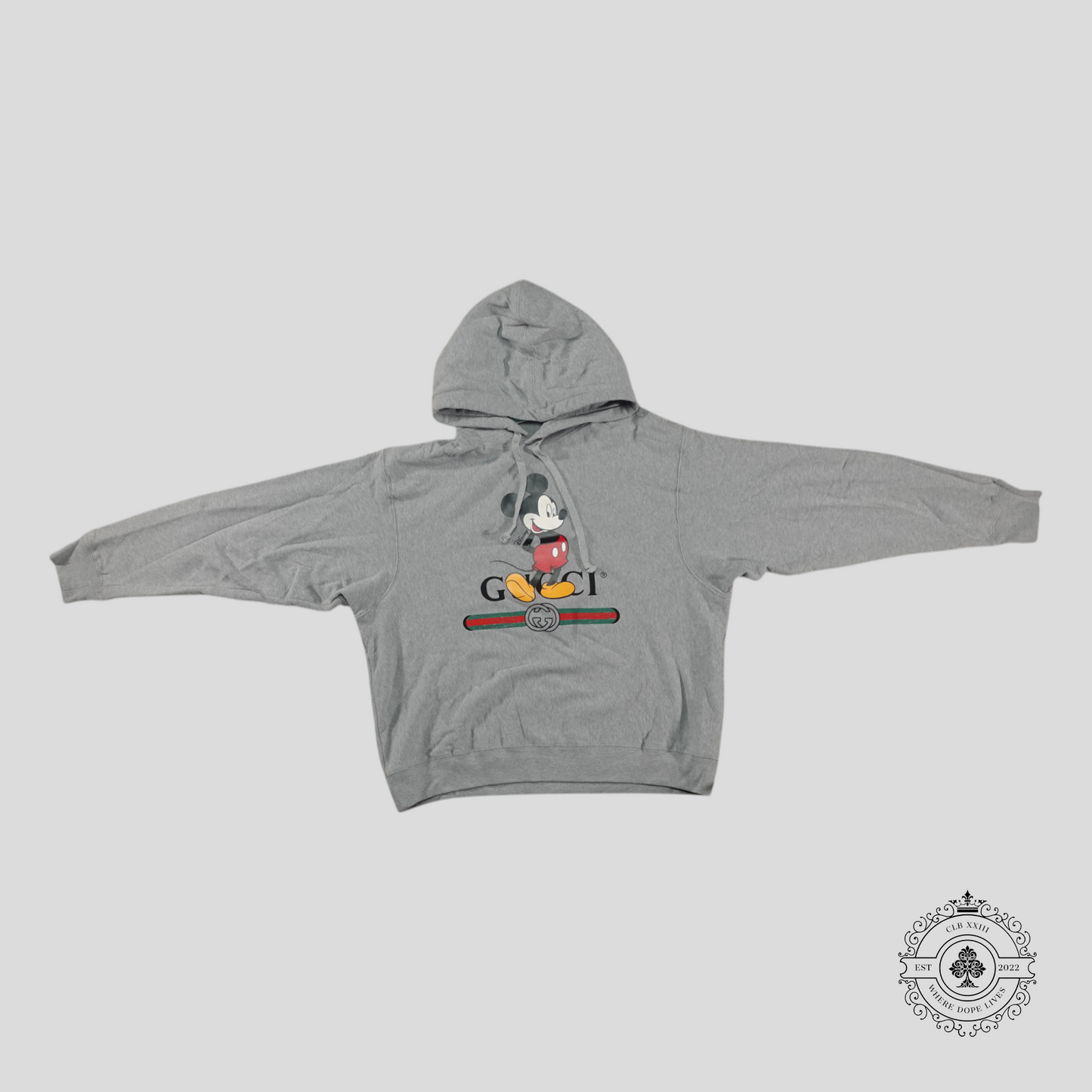 Gucci Mickey Mouse Print Hoodie in Grey
