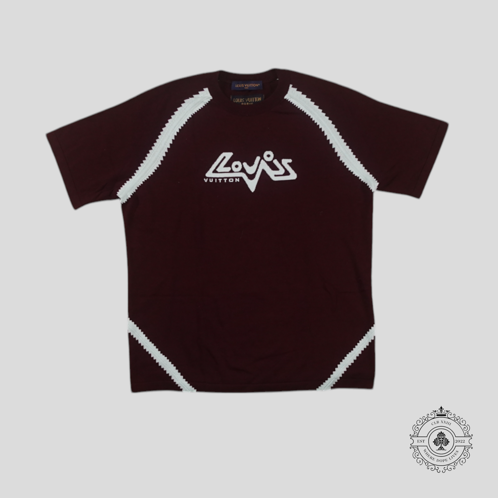 Louis Vuitton Intarsia Short Sleeve Crewneck in Red