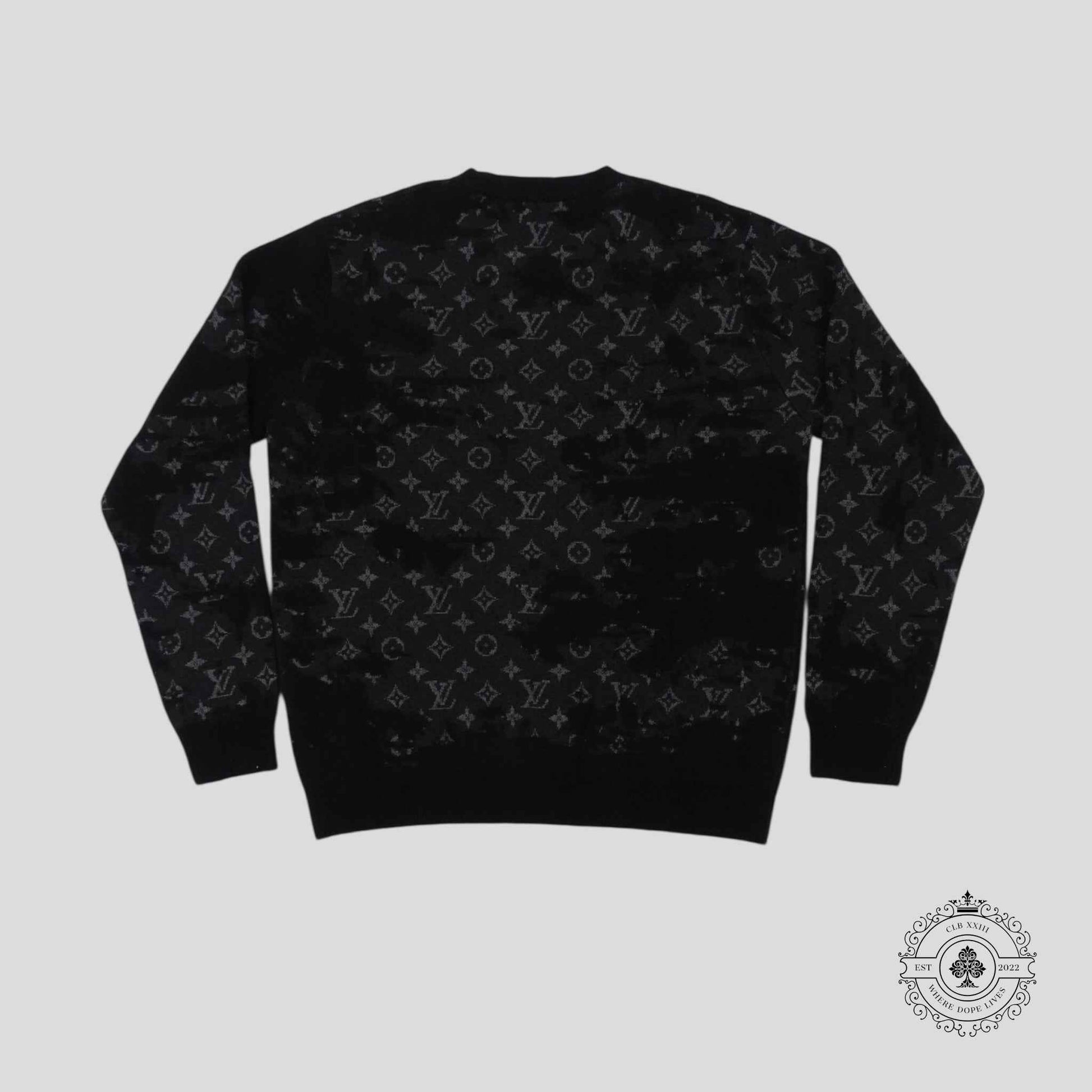 Louis Vuitton Distressed Flock Monogram Sweater in Black