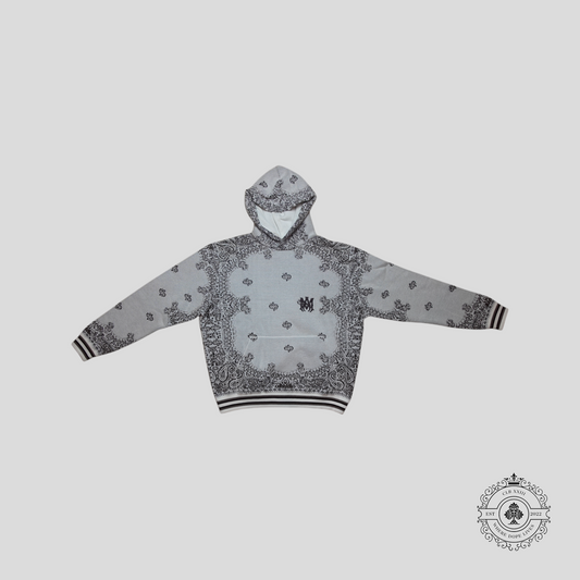 Amiri Knitted Bandana Jacquard Basketball Hoodie in White