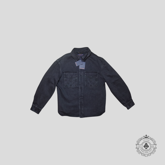 Louis Vuitton Monogram Embossed Casual Denim Overshirt in Black
