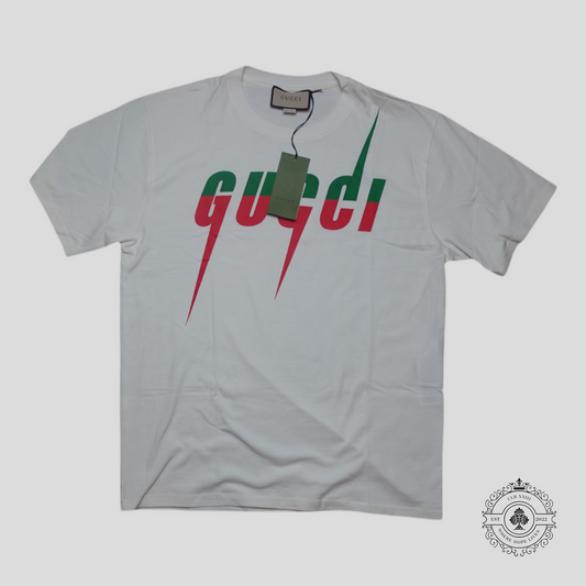 Gucci Blade Print T-Shirt in White/Green/Red