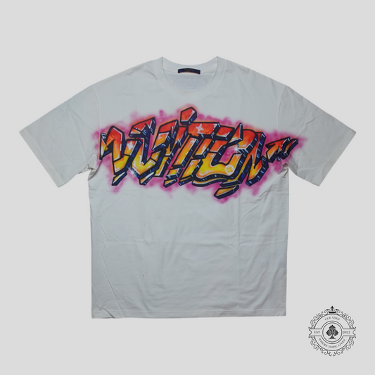 Louis Vuitton Graffiti Logo T-Shirt in White/Multicolor