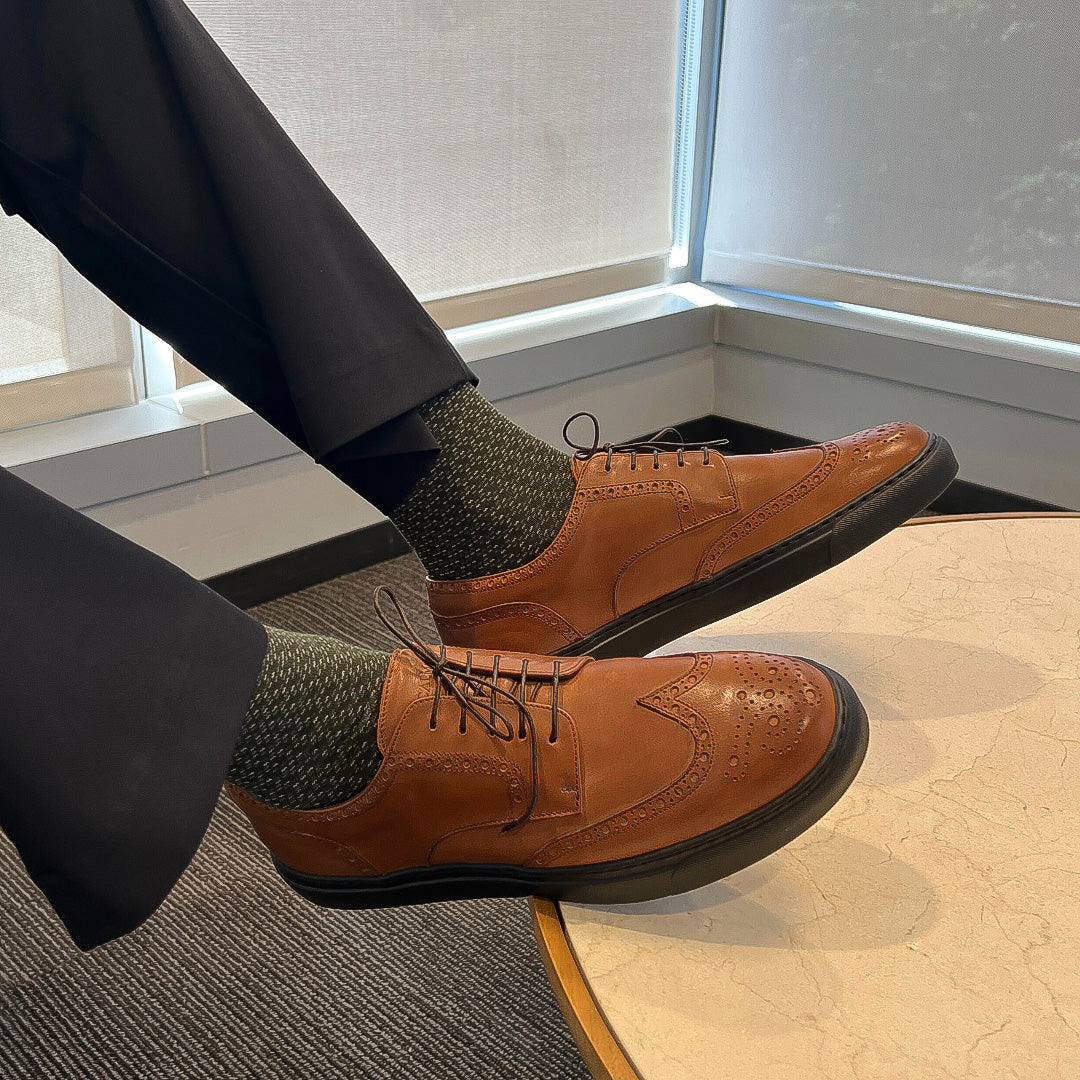 Men's Don Giovanni Wingtips - Cognac - JUSTLUXURY