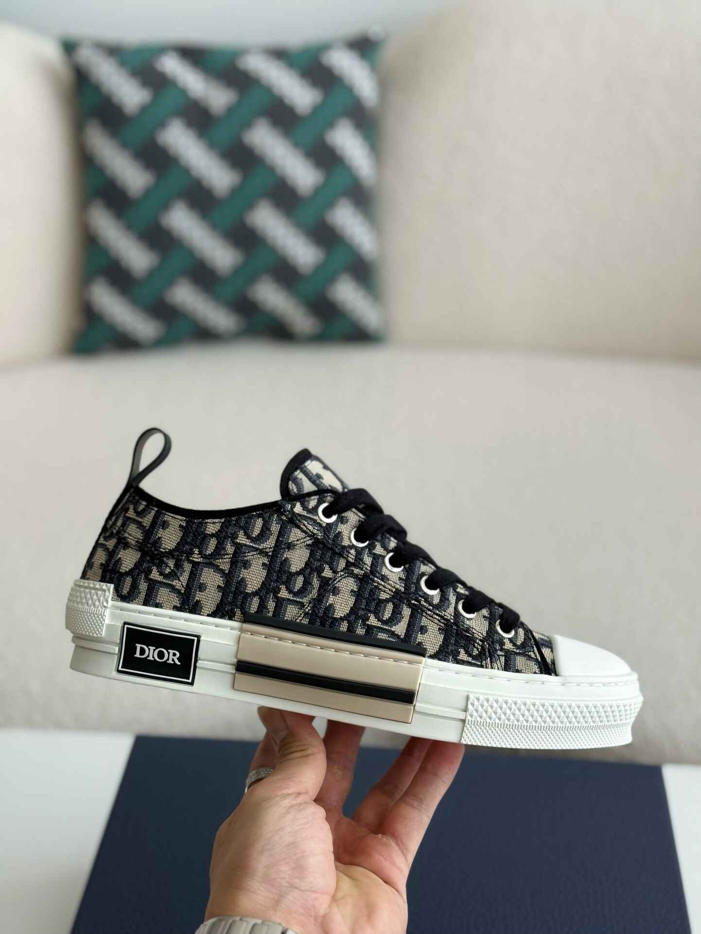 Dior B23 Low-Top Sneaker in Black Dior Oblique Jacquard CUSTOM
