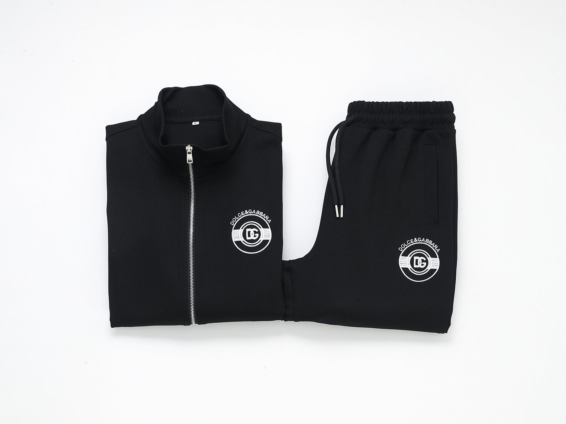 Dolce & Gabbana Circular DG Crest Logo Technical Jersey Tracksuit Black CUSTOM