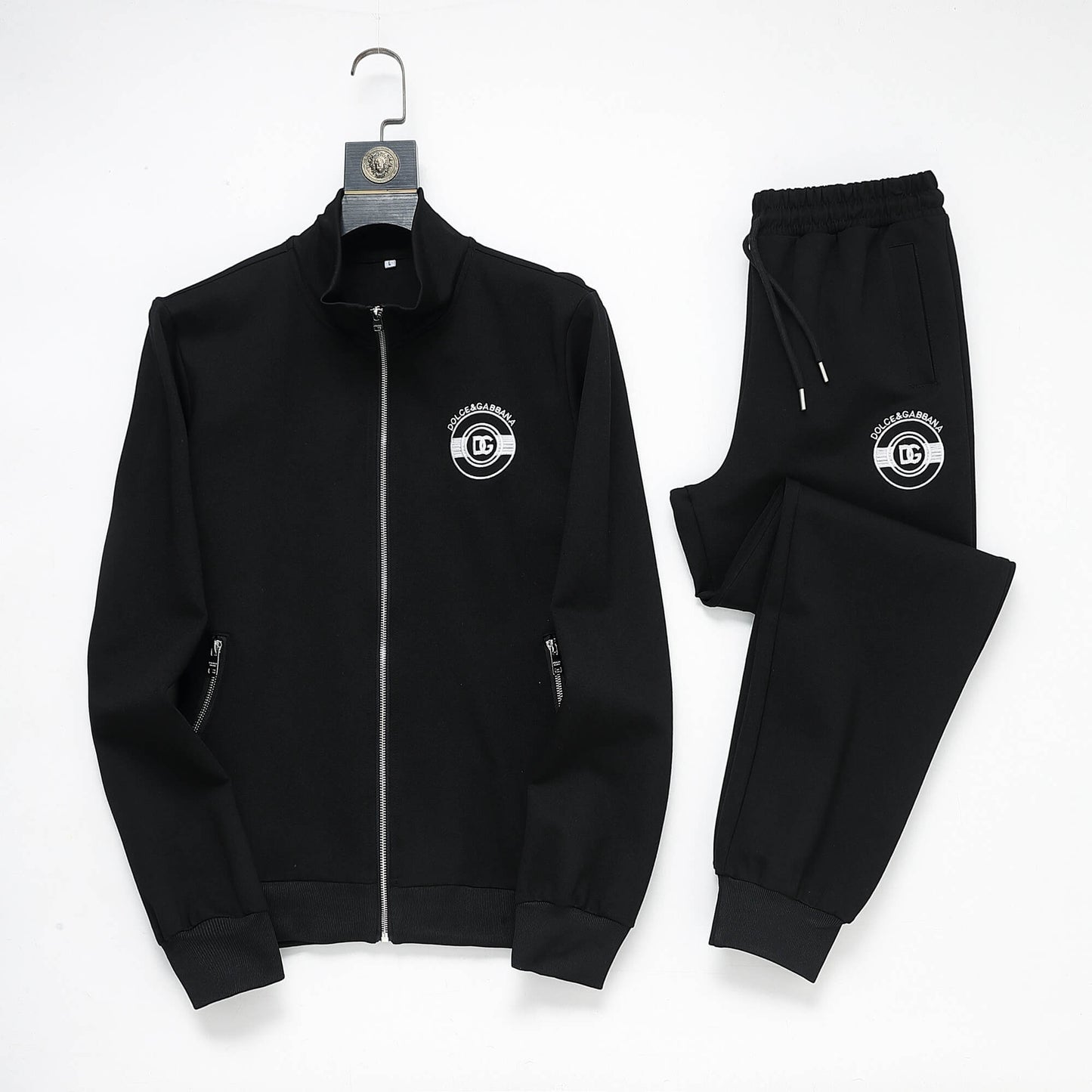 Dolce & Gabbana Circular DG Crest Logo Technical Jersey Tracksuit Black CUSTOM