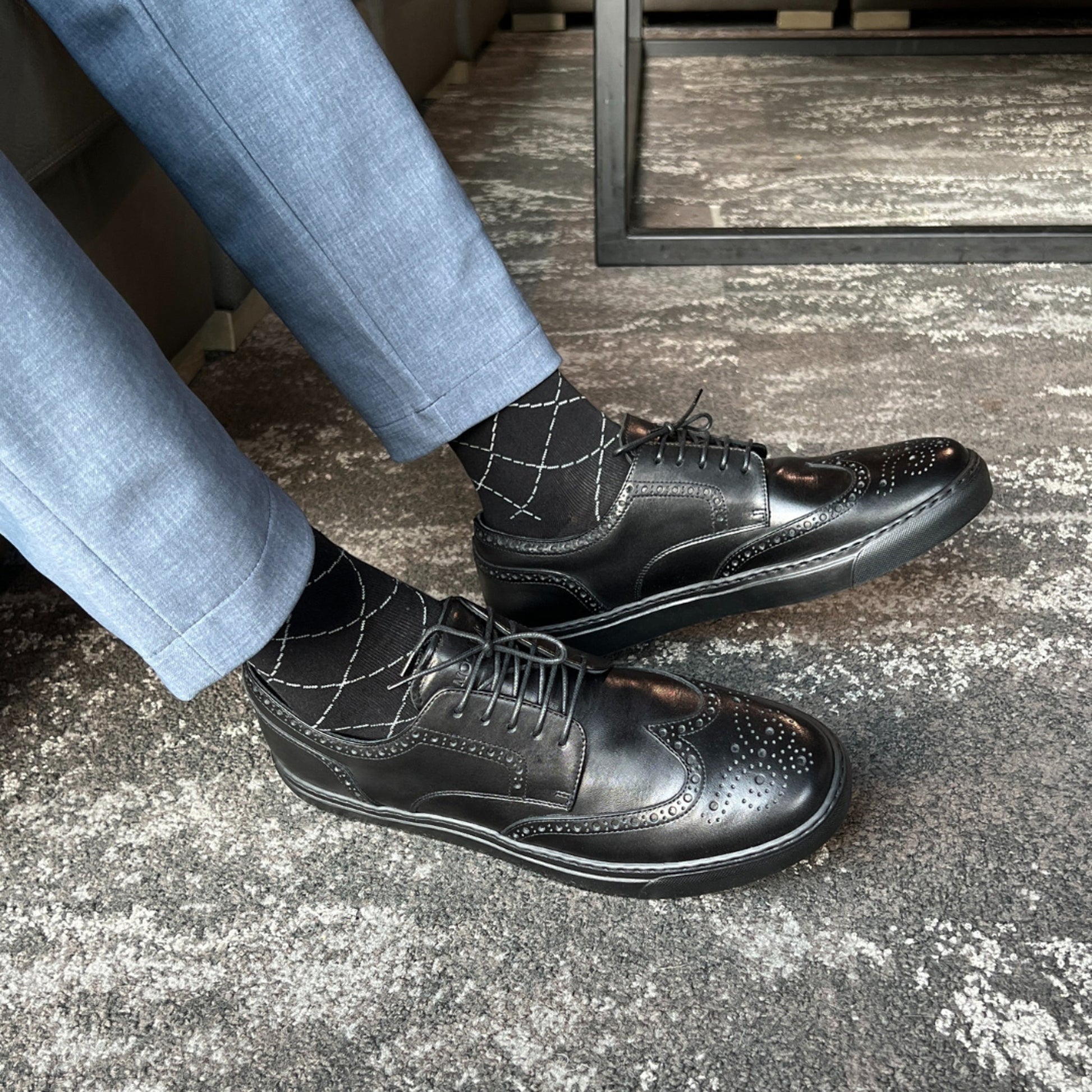 Men's Don Giovanni Wingtips - Black - JUSTLUXURY