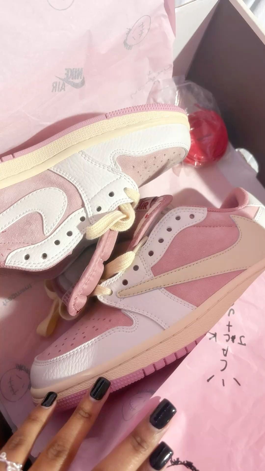 Custom Air Jordan 1 Low White Pink Travis Scott Edition SneakerNational
