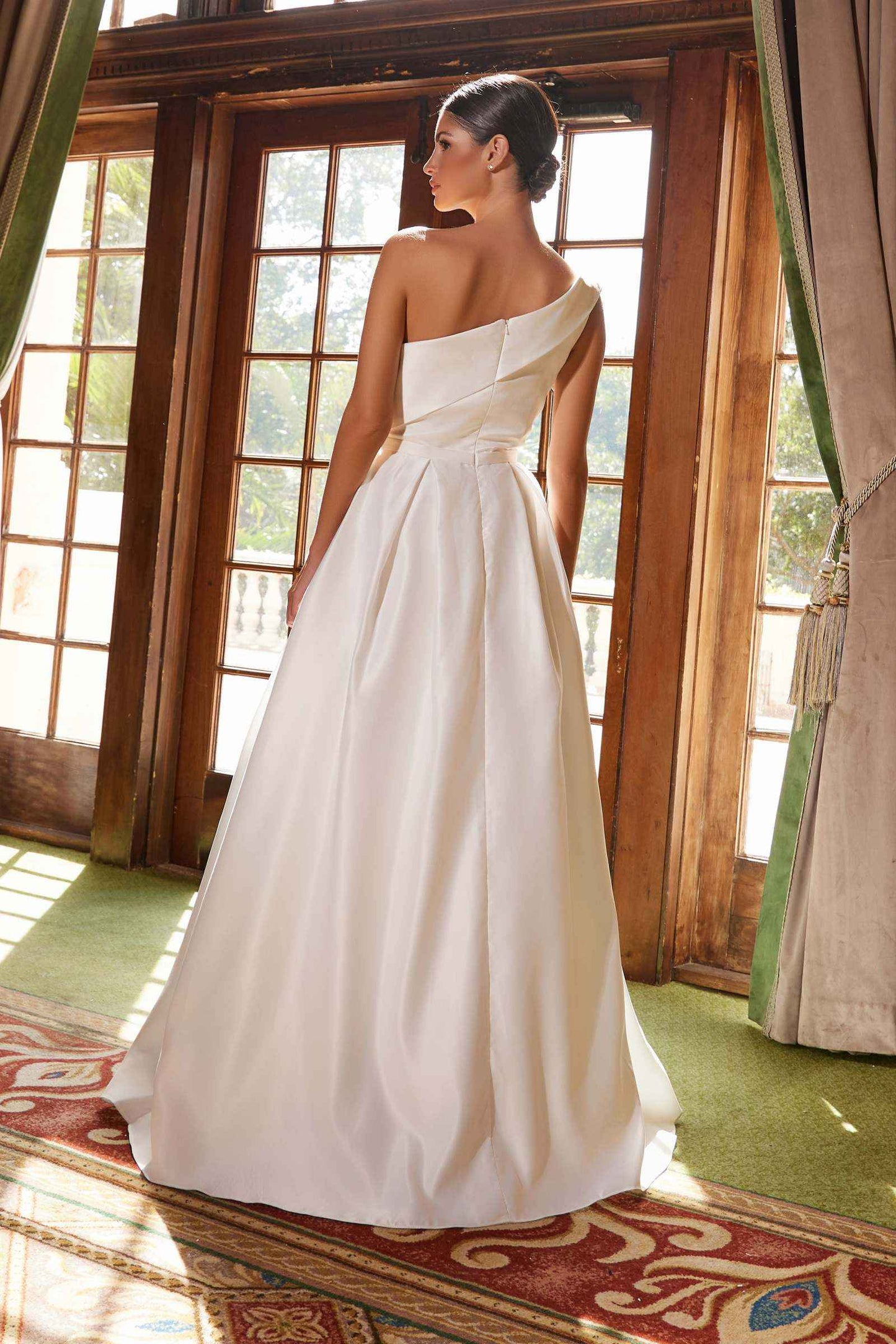 Nox Anabel E469 Elegant One Shoulder Long Satin A-Line Dress