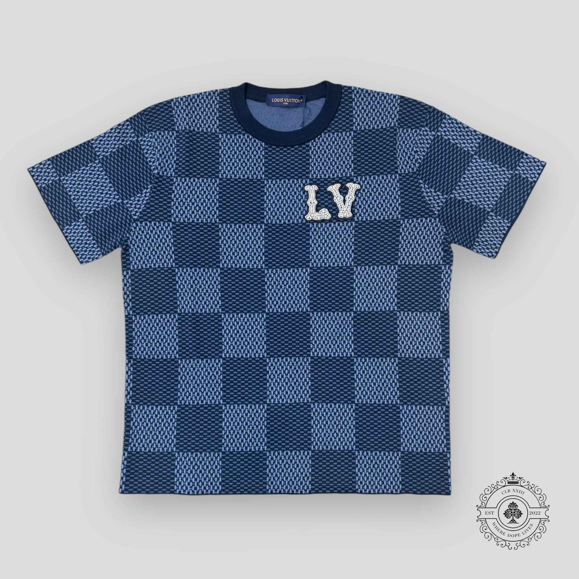 Louis Vuitton Damier Short-Sleeved Crewneck With LV Crystal Patch