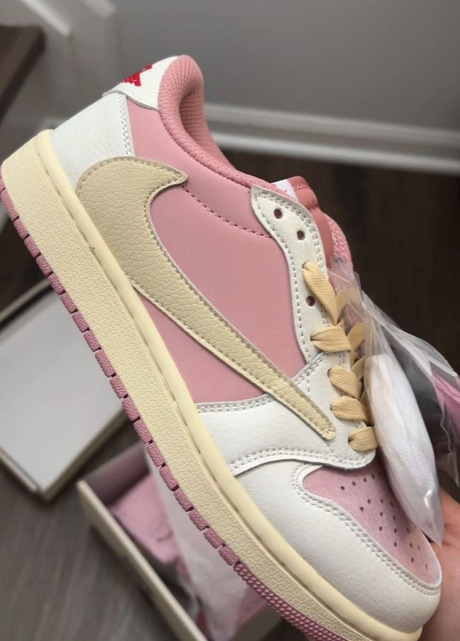 Custom Air Jordan 1 Low White Pink Travis Scott Edition SneakerNational