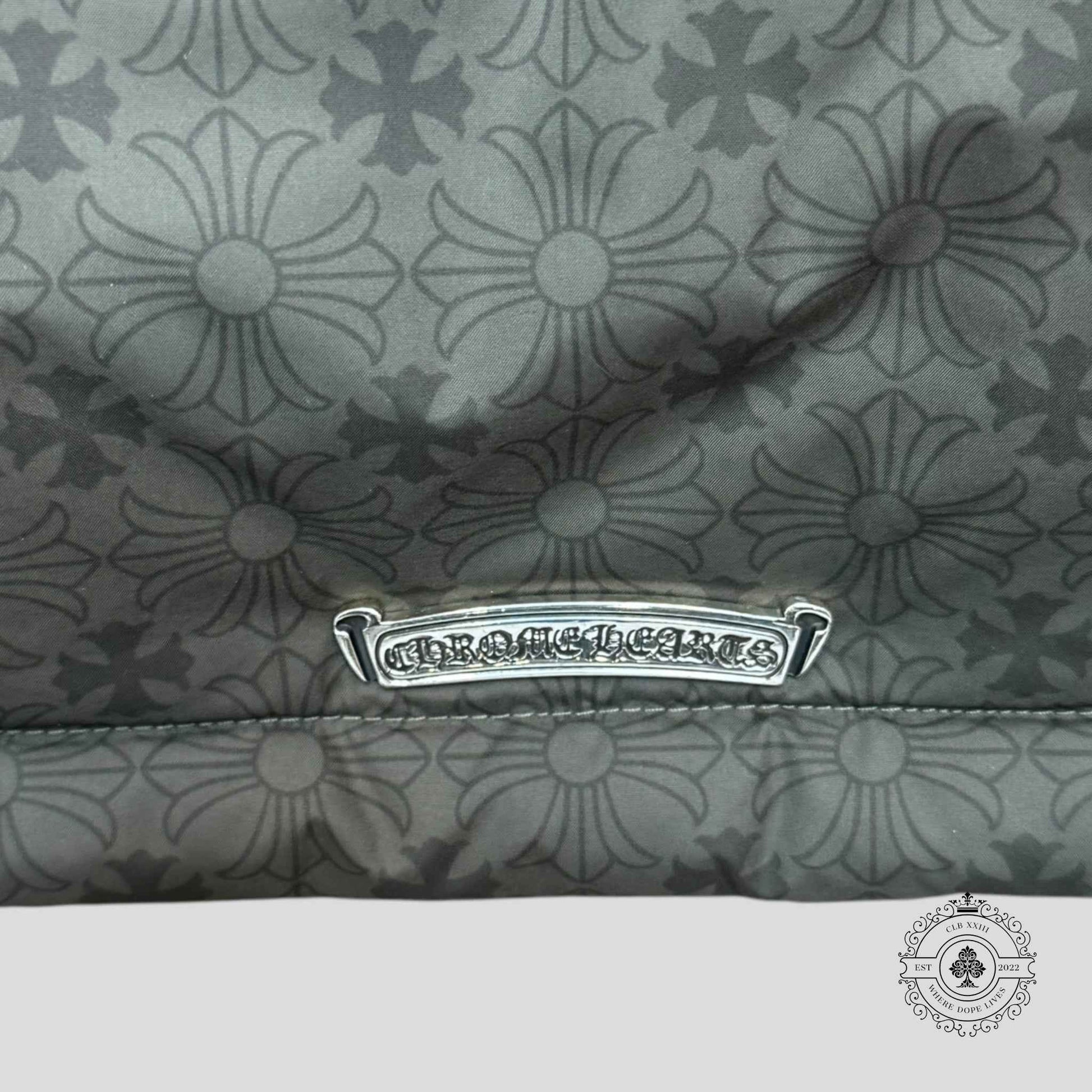 Chrome Heart Plus Pattern Puffer Jacket in Olive Green