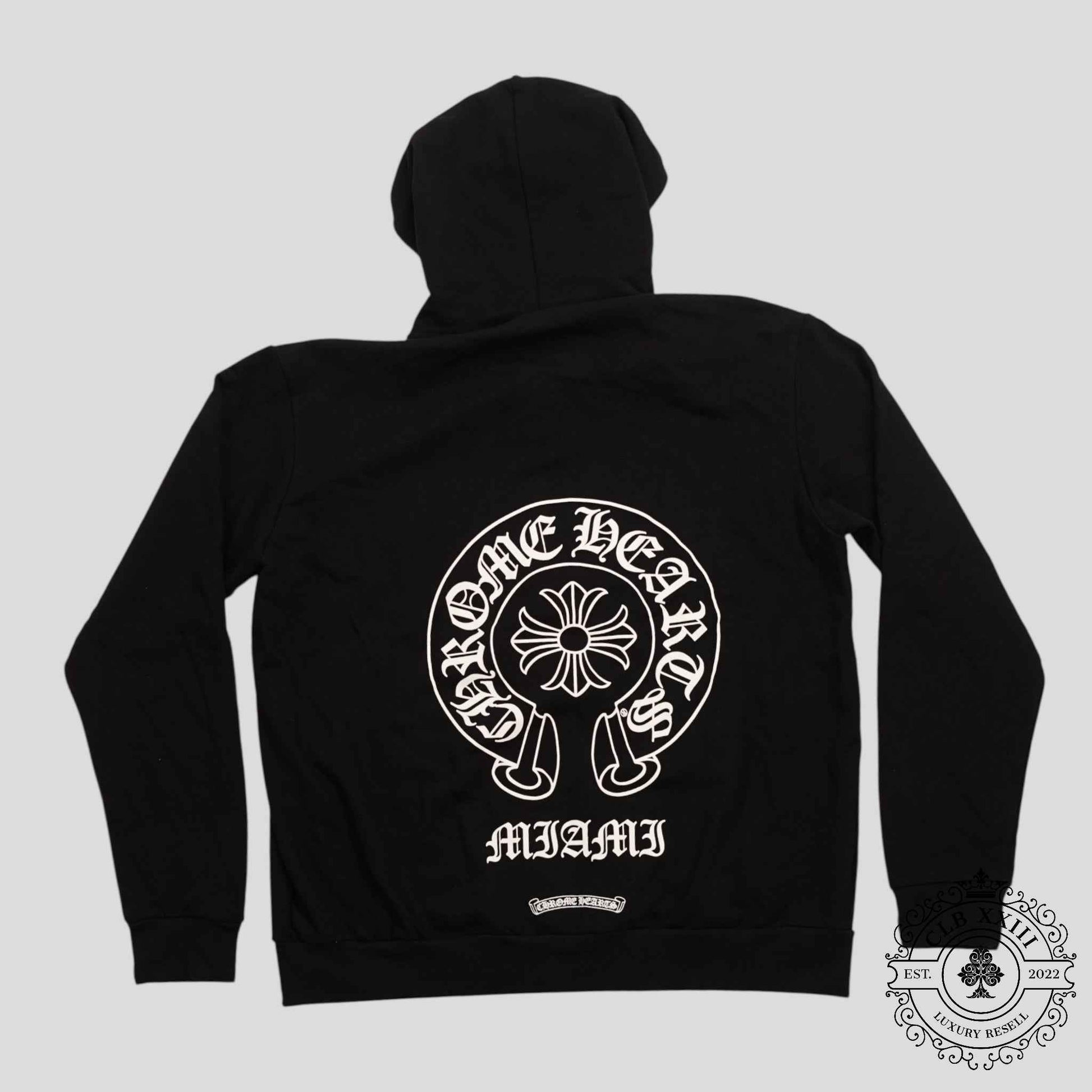 CHROME HEARTS MIAMI EXCLUSIVE HORSESHOE LOGO ZIP-UP HOODIE - BLACK