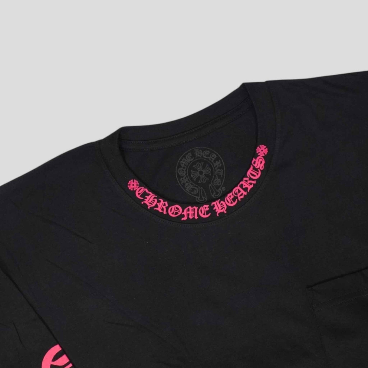 Chrome Hearts Neck Logo Long Sleeve Tee in Black/Pink