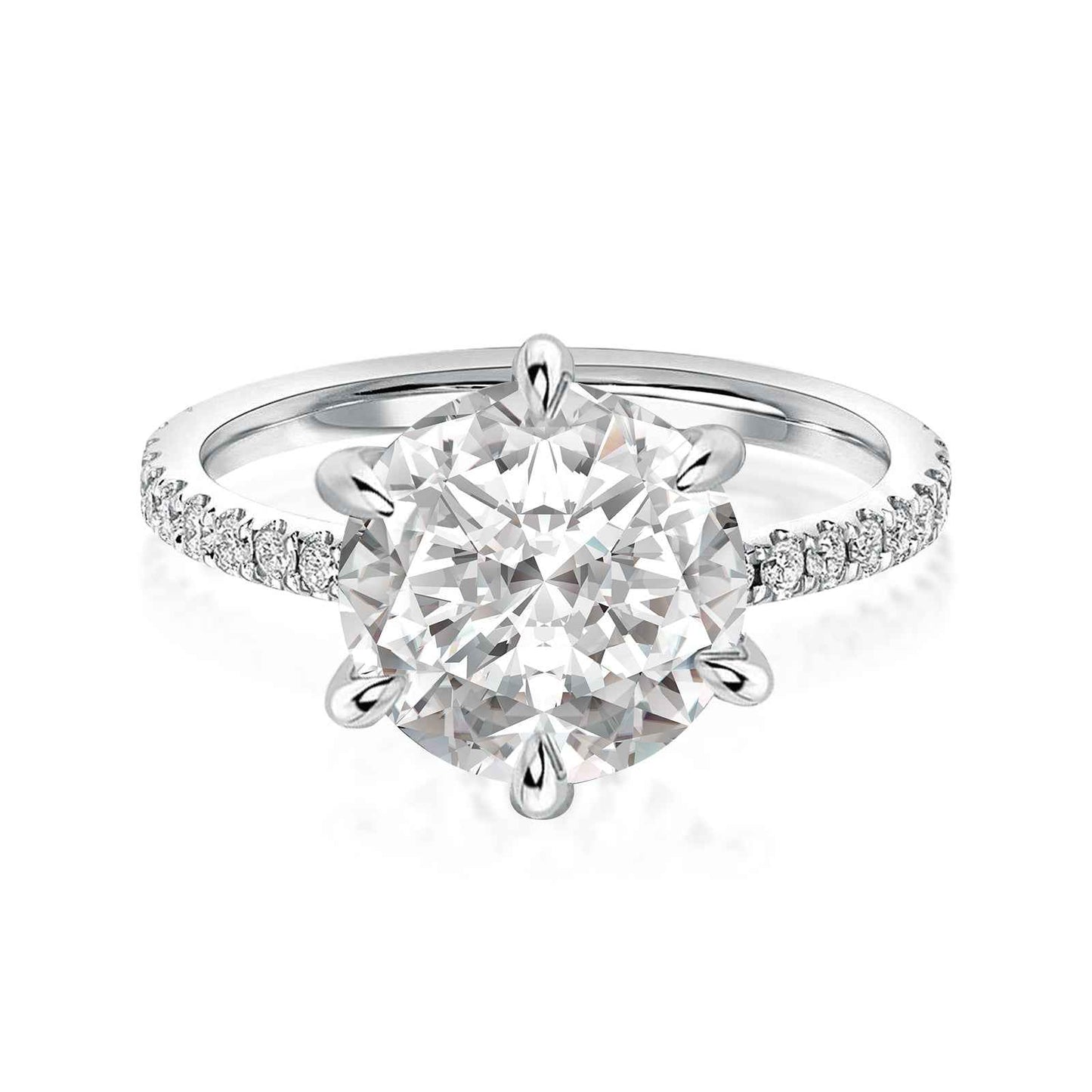 Rodiffy Moissanite 3.0 Ct Round Cut 6 Prong Promise Rings For Women