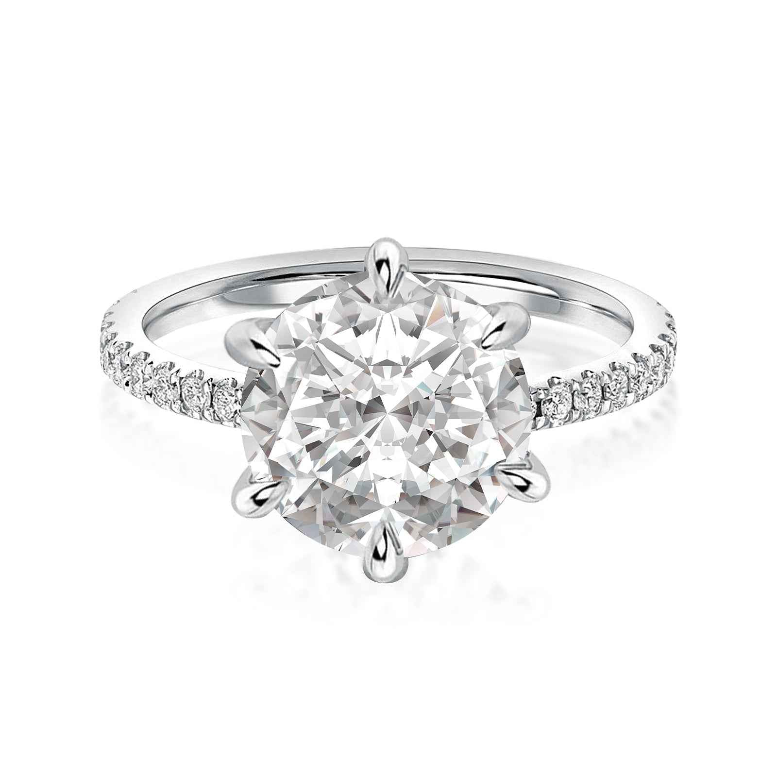 Rodiffy Moissanite 3.0 Ct Round Cut 6 Prong Promise Rings For Women