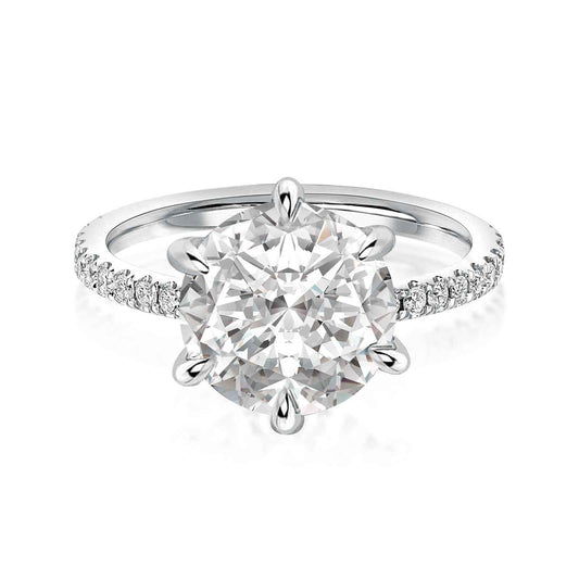 Rodiffy Moissanite 3.0 Ct Round Cut 6 Prong Promise Rings For Women