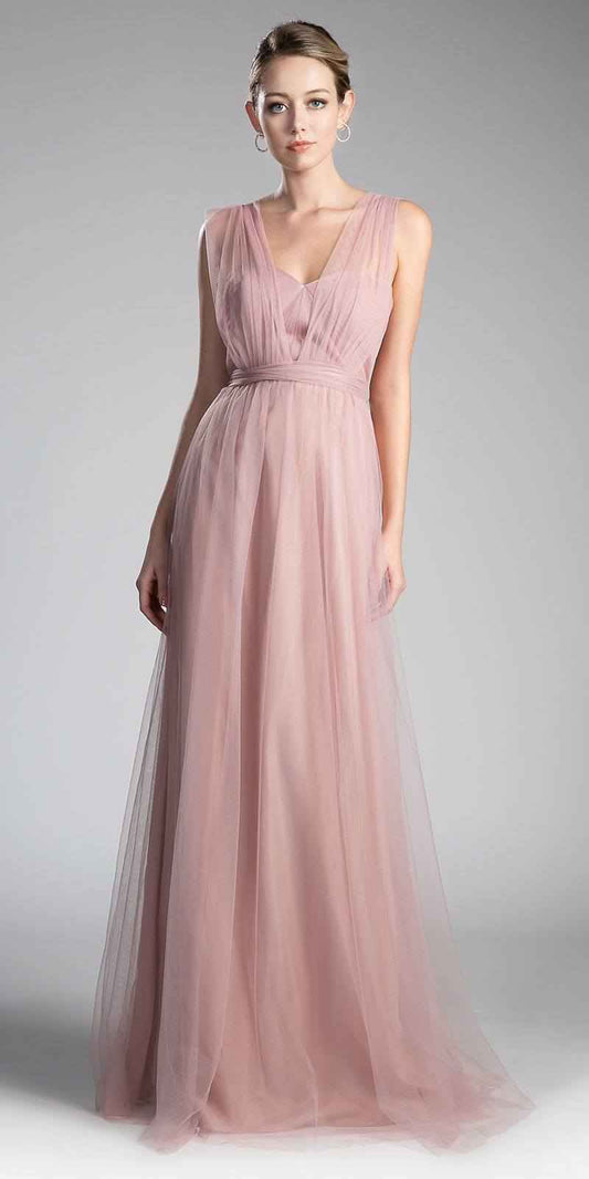 CLEARANCE - Tulle Infinity Style Long Blush Bridesmaid Dress (Size 14)