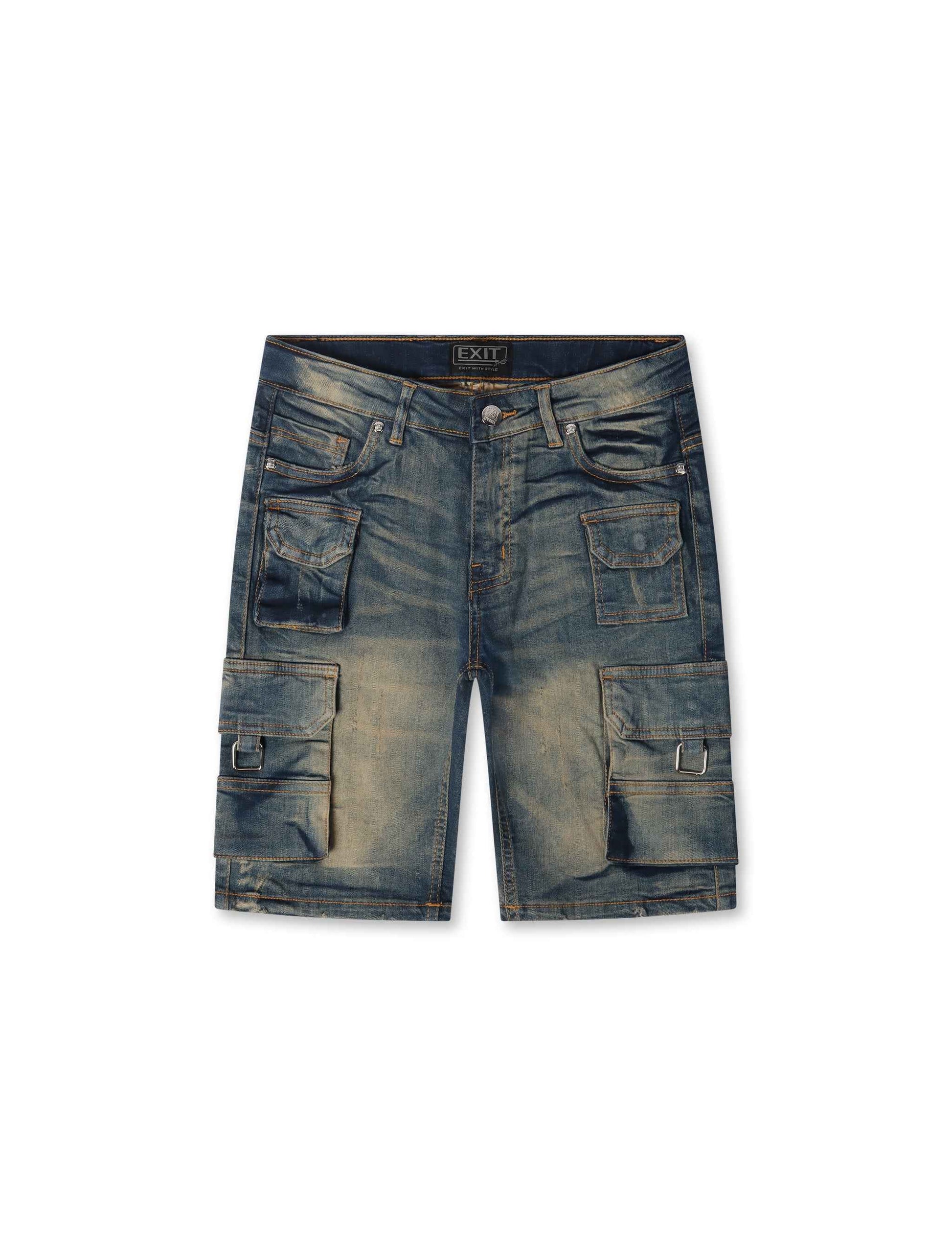 Exit Apparel Cargo Denim Shorts - Blue