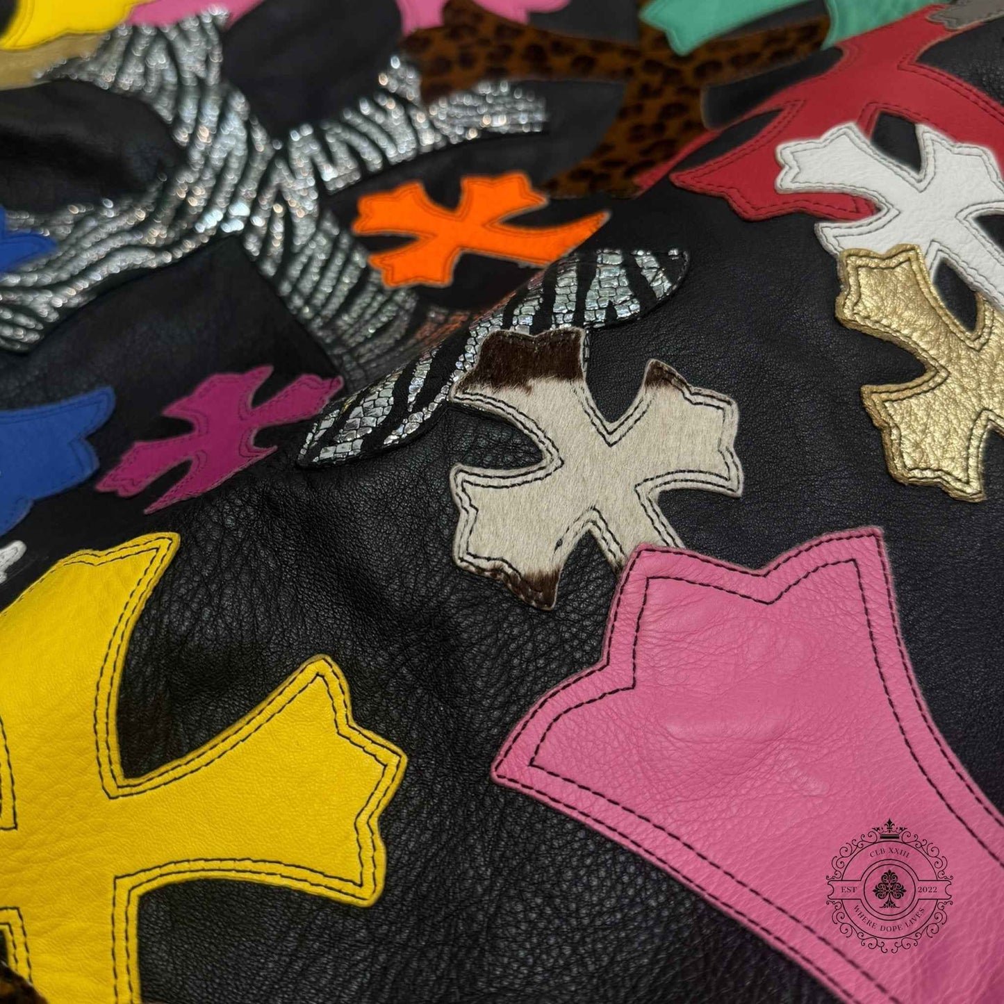 Chrome Hearts Multicolor Leather Cross Bean Bag Chair