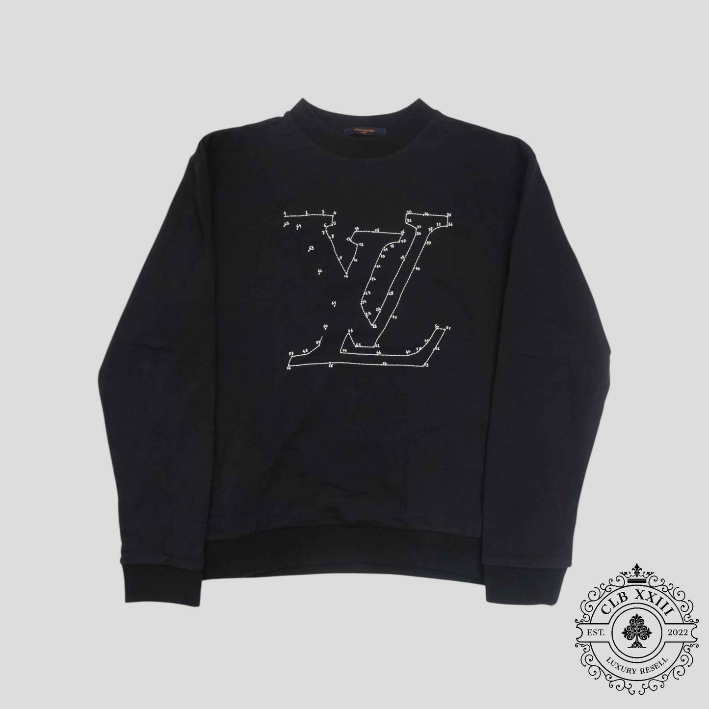 Louis Vuitton LV Stich Print Embroidered Crewneck in Black